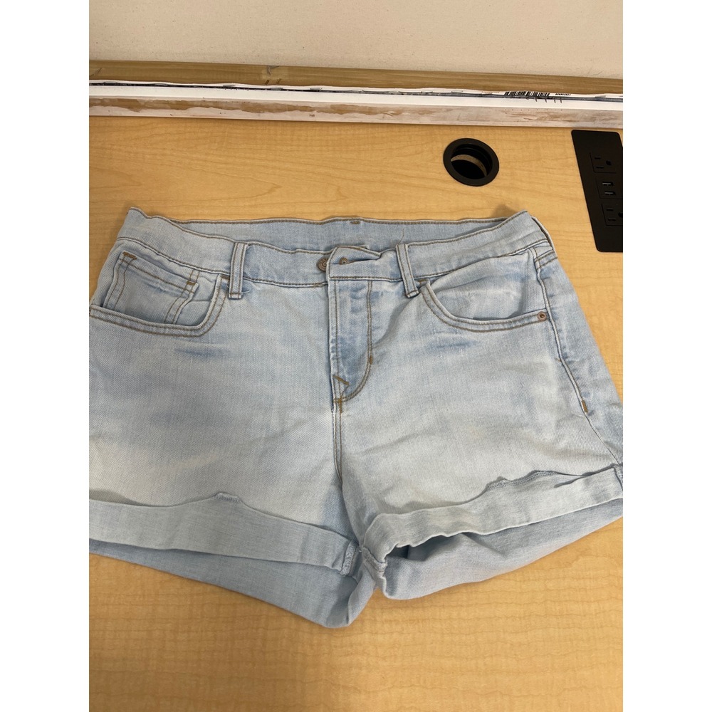 Old Navy Womens Light Wash Denim Cuffed Jean Shorts Size 12 Regular Mid Rise